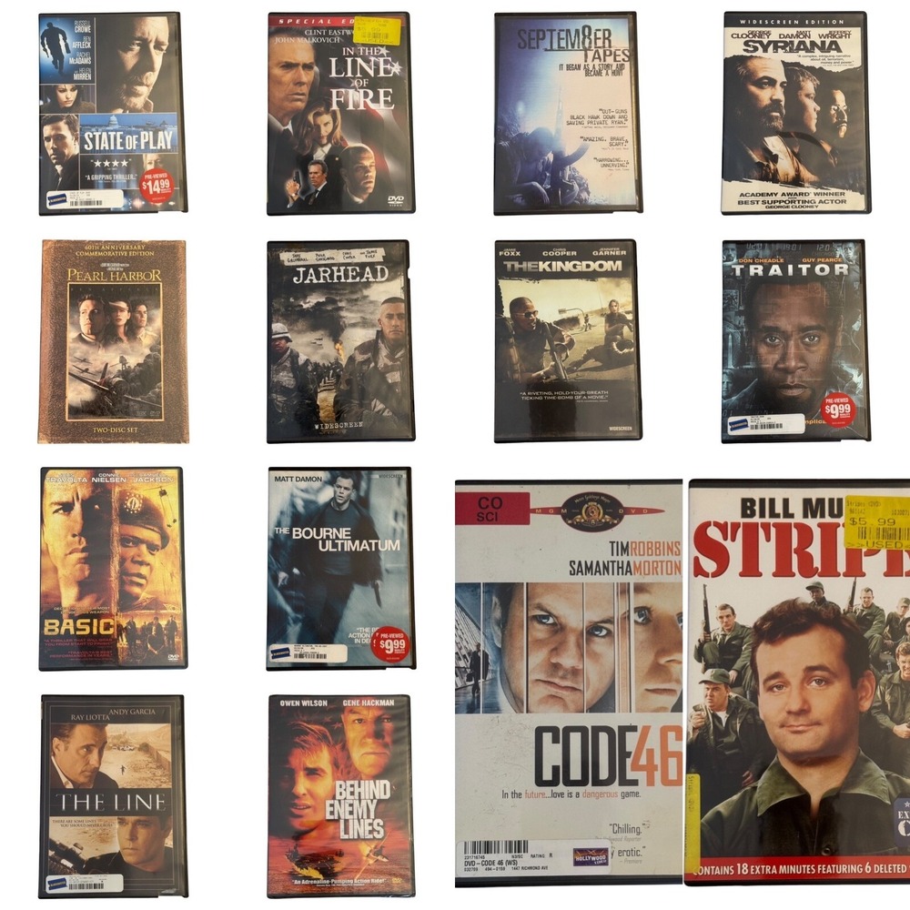 Action War Espionage DVD Set 14 Movies Bourne Pearl Harbor Jarhead Used